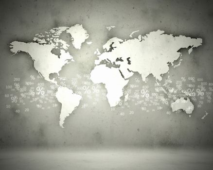 World map with continents bright illustration background
