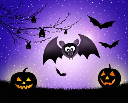 Bat cartoon of Halloween
