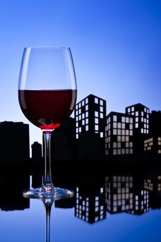 Metropolis Red Wine in city skyline setting