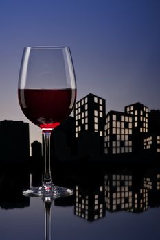 Metropolis Red Wine in city skyline setting