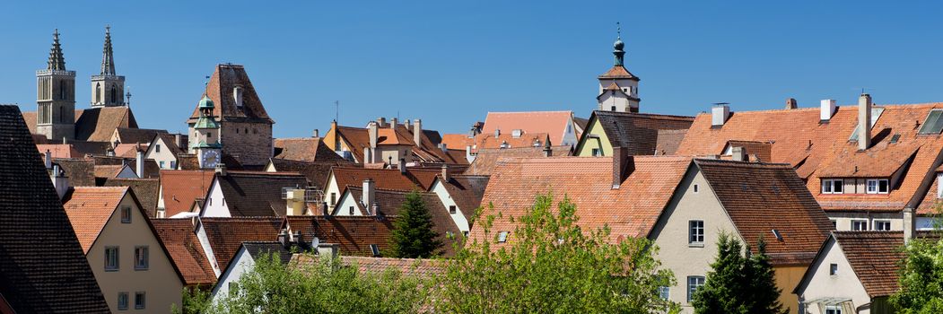 View over  the medieval town of Rothenburg ob der Tauber in Bavaria