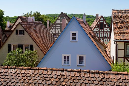 View over  the medieval town of Rothenburg ob der Tauber in Bavaria