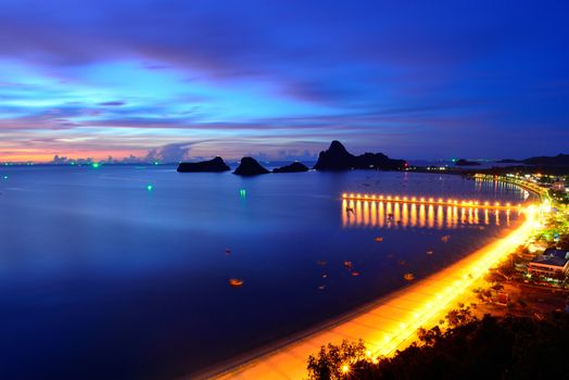 Sunrise view of Ao Manao bay in Prachuap Khiri Khan, Thailand