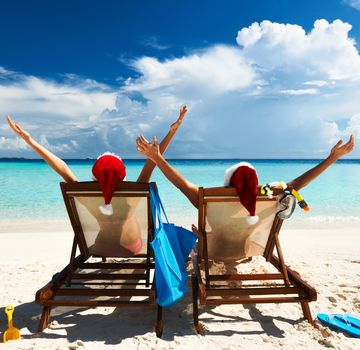 Couple on a tropical beach at Maldives