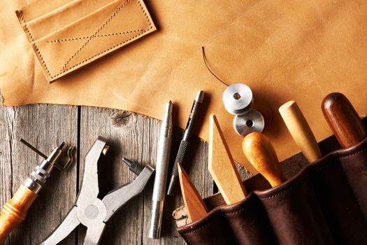 Leather crafting tools still life