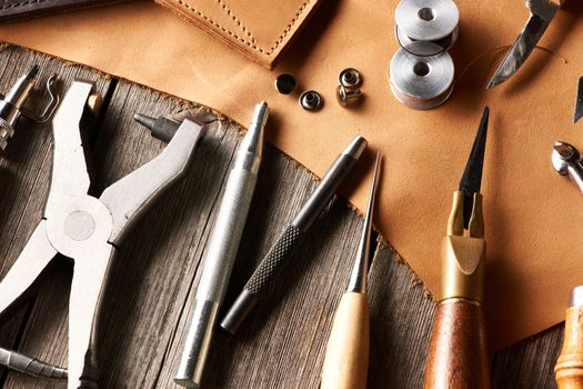 Leather crafting tools still life