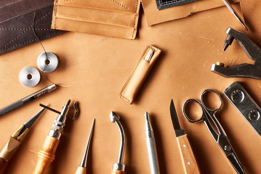 Leather crafting tools still life