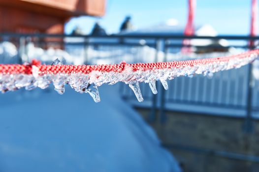 Rope with icicles, Meribel, Alps, France