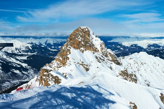 Mountains with snow in winter, Meribel, Alps, France