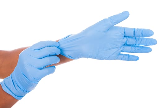 african american doctor with gloves isolated