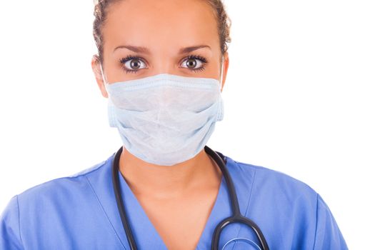 African young doctor with mask isolated