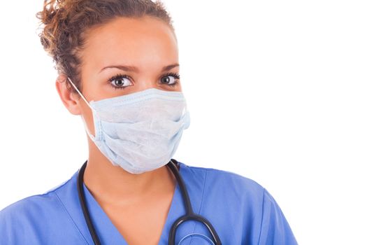 African young doctor with mask isolated