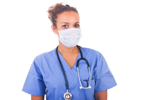 African young doctor with mask isolated