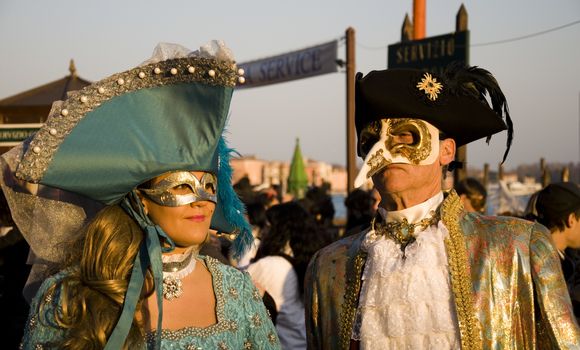 VENICE, ITALY - FEBRUARY 27: Participant in The Carnival, an annual festival that starts around two weeks before Ash Wednesday and ends on Shrove Tuesday or Mardi Gras on February 27, 2011 in Venice, Italy