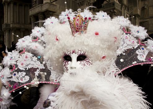 VENICE, ITALY - FEBRUARY 27: Participant in The Carnival, an annual festival that starts around two weeks before Ash Wednesday and ends on Shrove Tuesday or Mardi Gras on February 27, 2011 in Venice, Italy