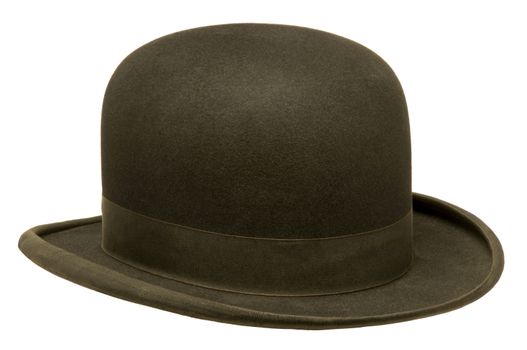 Black bowler or derby hat isolated against white background