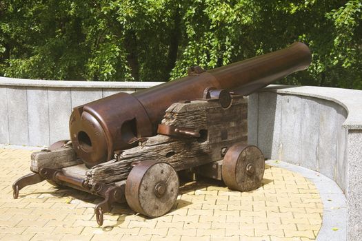 old cannon on the banks of the Amur River