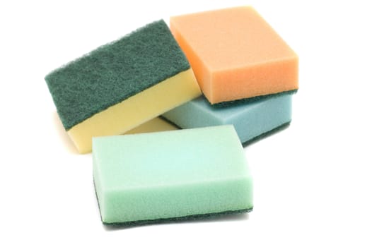 group of multi-colored sponges