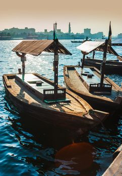 DUBAI, UAE - NOVEMBER 13: Boats on the Bay Creek in Dubai, UAE nov 13 2012