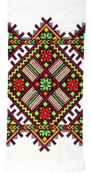 embroidered handmade good by cross-stitch pattern. ethnic colorful pattern