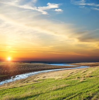 good sunset over river