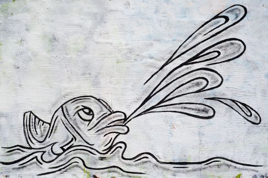 fish as graffiti on a wall