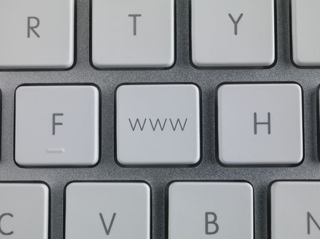 Close up of a www key on computer keyboard