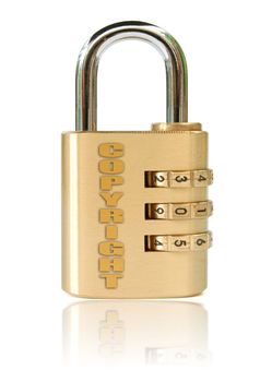 Pad lock labeled with the word copyright 