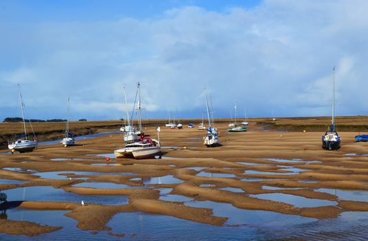 A landscape image showing boats on the Norfolk coast.