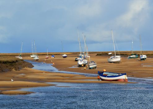 A landscape image of boats on the Norfolk coast.