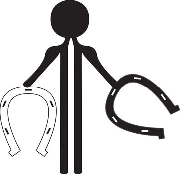 man with two horseshoe