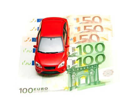 Car and money. Concept for buying, renting, insurance, fuel, service and repair costs