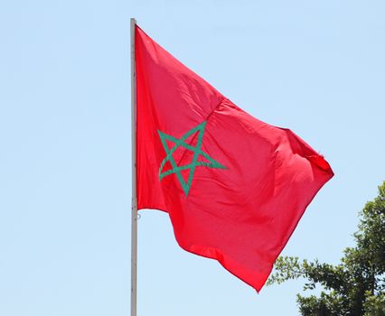 Flag of Morocco fluttering in the wind
