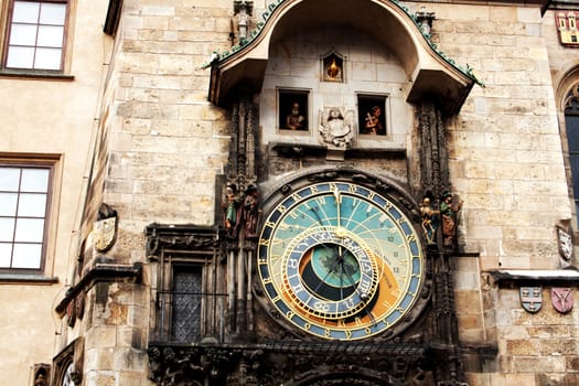 Famous astronomical clock at the Old Town square in Prague, Czech Republic, Europe