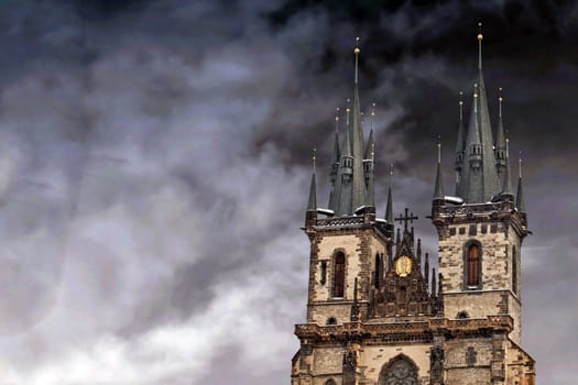 Famous Church of our lady before Tyn in Prague, Czech Republic
