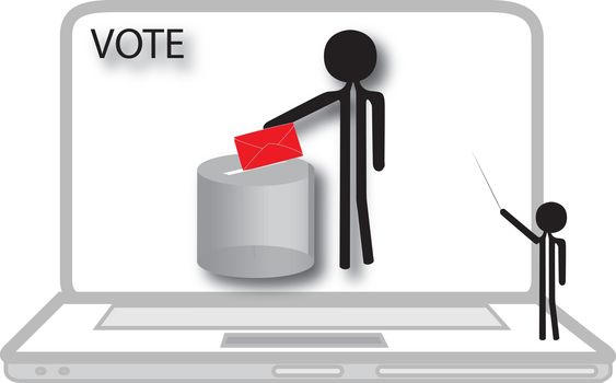 man voting on computer