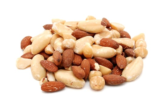 Mixed nuts, isolated on a white background