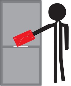 man posting red enveloppe drawing
