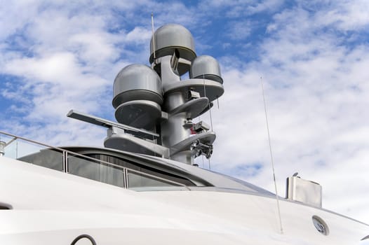 Radar and communication tower on a yacht