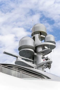 Radar and communication tower on a yacht