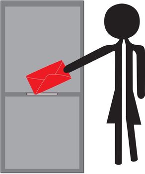 woman posting red enveloppe drawing
