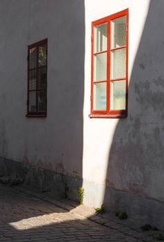 Sunlight on a wall of a house in Visby, a medieval town on the island of Gotland, Sweden.