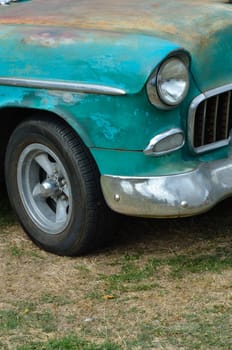 Close up of rusty  american classic car