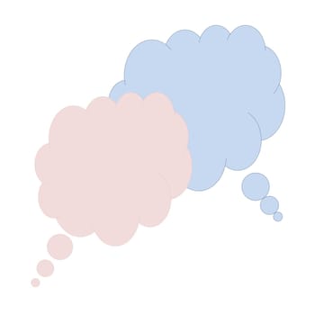 Two colorful thought bubbles in white background