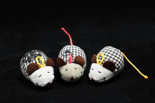 Toy Mouse Made of Cotton Cloth on a Black Background