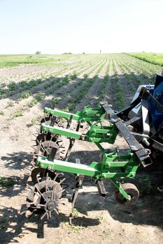 image of special equipment on a tractor for weed in agriculture