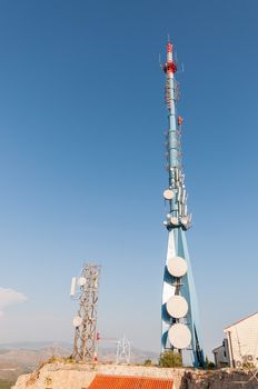 Communication tower on Srd hill near Dubrovnik in Croatia