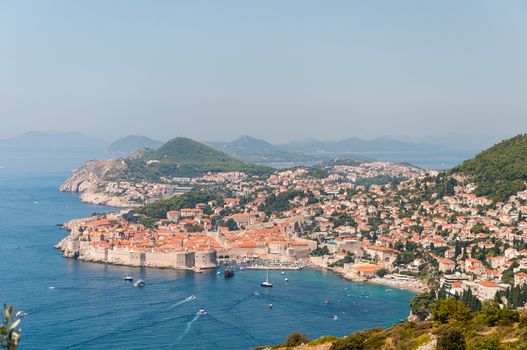 Panoramic view of Old Town of Dubrovnik in Croatia.