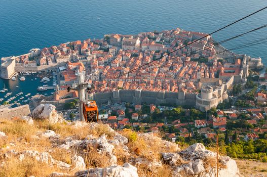 Beautiful view of Dubrovnik from cableway station on Srd mountain.