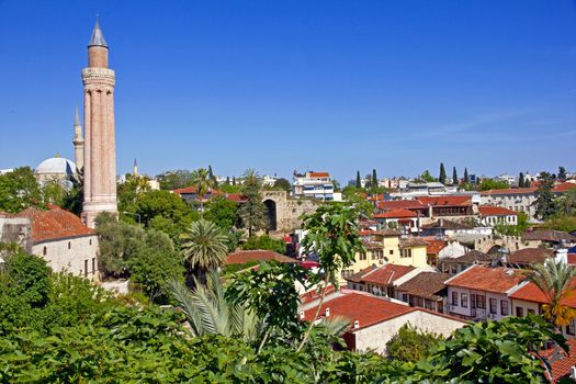 Turkey. The old downtown of Antalya. Yivli minaret in spring